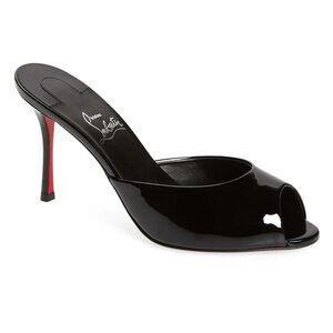 Christian Louboutin Me Dolly Slide 85 Heels in Black Patent